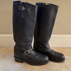 Chippewa Vintage Black Leather Steel Toe Engineer Motorcycle Harness Boots 9D